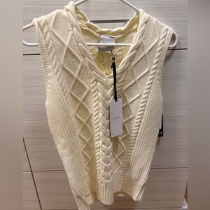 Varley Ivory V-Neck Cable Knit Sweater Vest